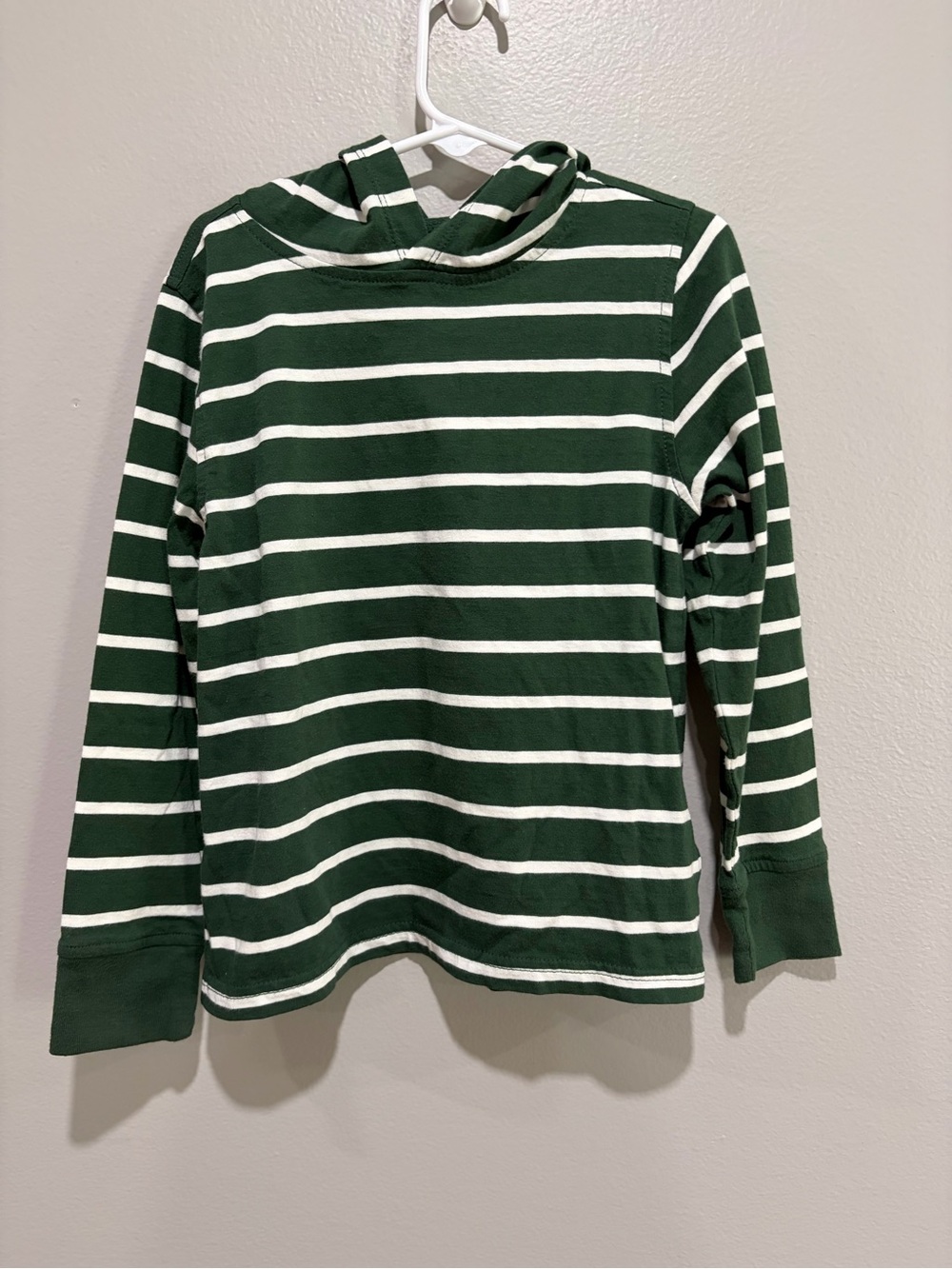 Kids CrewCuts Green & White Striped Hooded Long-Sleeve Top